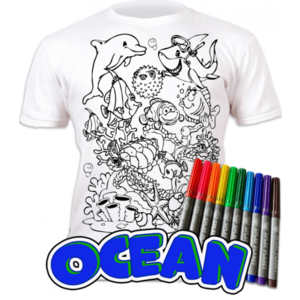 Tricou de colorat cu markere lavabile - Ocean imagine