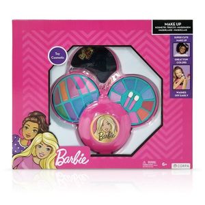 Set de cosmetice in caseta rotunda, cu 3 niveluri, Barbie imagine