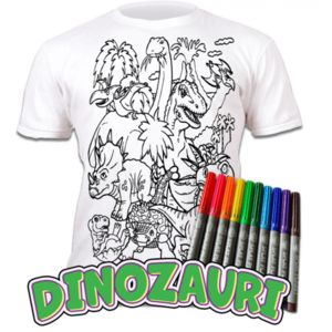 Tricou de colorat cu markere lavabile - Dinozauri imagine