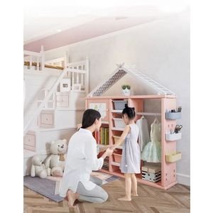 Dulap organizator pentru copii cu 4 cutii Nichiduta Happy House Pink imagine