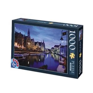 Puzzle 1000. Gent - Belgium: Peisaj noaptea imagine