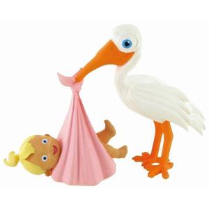 Figurina Comansi Moments - Stork with Baby Girl imagine