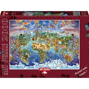 Puzzle 2000 piese - World Wonders Illustrated Map-MARIA RABINKY imagine