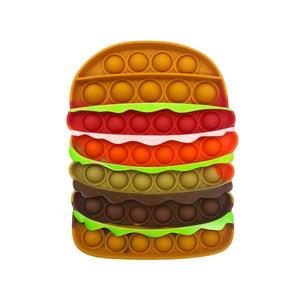 Jucarie antistres din silicon, Pop it Now & Flip it, 15x11 cm, Hamburger, multicolor imagine
