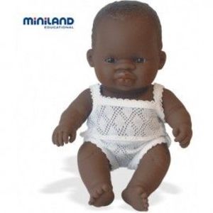 Miniland - Baby african (baiat) Papusa 21cm imagine
