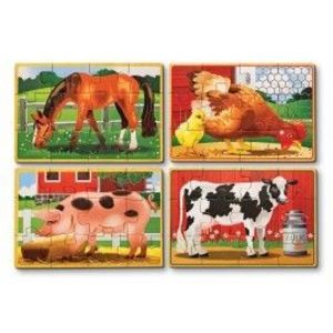 Melissa & Doug - Set 4 puzzle lemn in cutie - Animale domestice imagine