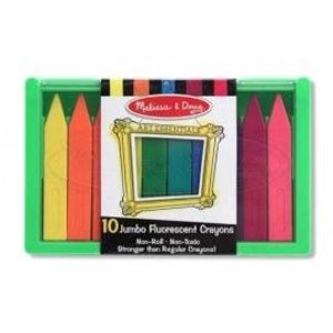Melissa & Doug - Set 10 creioane colorate groase trunghiulare in culori fluorescente imagine