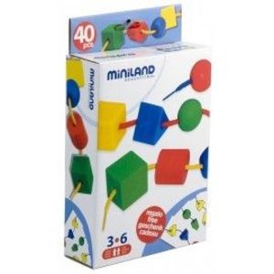 Miniland - Joc cu 40 forme geometrice pentru sortat si insirat imagine