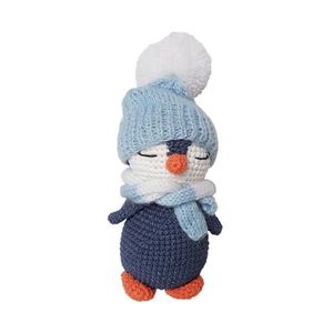Jucarie crosetata manual - Pinguin cu caciulita bleu - Maimutzeria Tiarra imagine