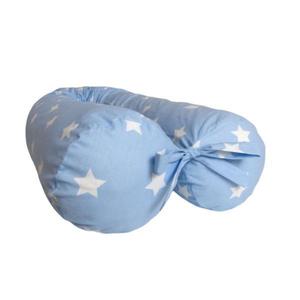 Perna gravide multifunctionala 100% bumbac albastru cu stelute albe 160 cm x 15 cm imagine