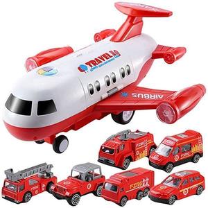 Avion cargo pentru copii cu 6 masinute- rosu imagine