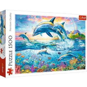 Puzzle 1500. Familia de delfini imagine