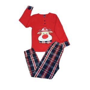 Pijama Trendy din bumbac cu imprimeu ren si carouri varsta 6 - 9 ani imagine