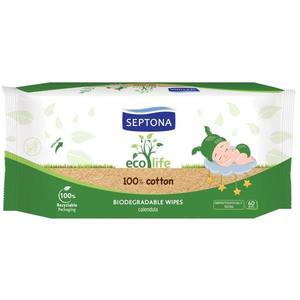 Servetele Umede Biodegradabile pentru Bebelusi - Septona Eco Life 100% Cotton Biodegradable Wipes, 60 buc imagine