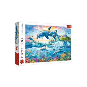 Puzzle 1500. Familia de delfini imagine
