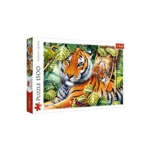 Puzzle 1500. Tigri bengalezi in padurea tropicala imagine