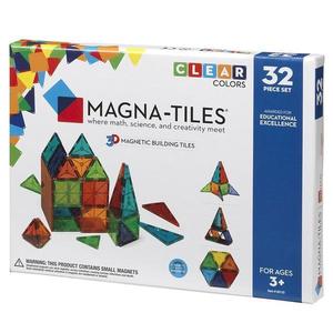Magna-Tiles Clear Colors, set magnetic 32 piese, 7toys imagine
