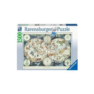Puzzle 1500. Harta lumii creaturi fantastice imagine