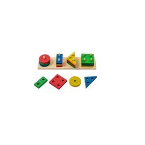 Joc de Sortare cu Figuri Geometrice din Lemn, 4 Culori, 22 x 6 cm, imagine