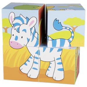Puzzle cu cuburi din lemn - Animale nostime, 7Toys imagine