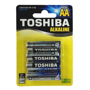 Set 4 baterii alcaline Toshiba, R6, Blu Line, AA imagine