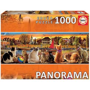 Puzzle 1000 piese - Panorma - Cats in the Quay | Educa imagine