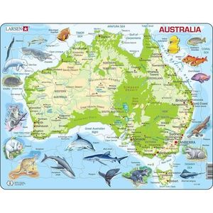 Puzzle 65 piese - Maxi - Harta Australiei cu Animale | Larsen imagine