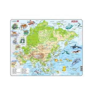 Puzzle 63 piese - Maxi - Harta Asiei cu Animale | Larsen imagine