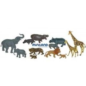 Animale salbatice cu puii set de 12 figurine - Miniland imagine