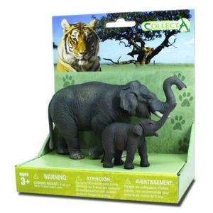 Set 2 Figurine Elefant Asiatic cu pui Collecta imagine