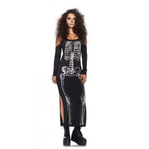 Costum schelet rochie lunga halloween imagine