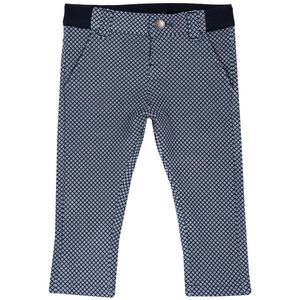 Pantalon lung copii stretch, alb cu bleumarin, 08139 imagine