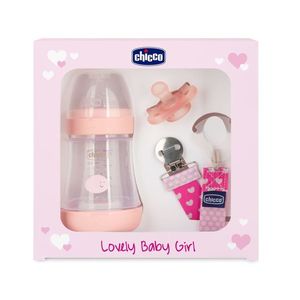 Set cadou Chicco Lovely Baby Boy (biberon, suzeta, lantisor), pink (roz), 0luni+ imagine