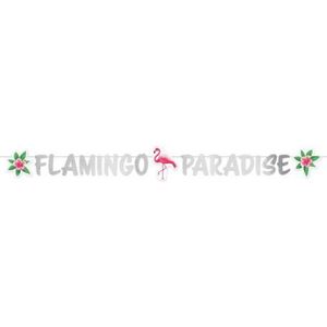 Banner flamingo paradise 135 cm imagine