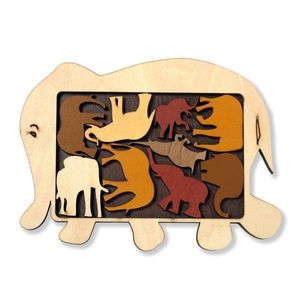 Puzzle din lemn cu elefanti imagine