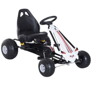 Go-Kart cu Pedale pentru Copii 3-6 ani, scaun reglabil, cu frana si ambreiaj, Plastic si Fier Alb si Negru HOMCOM | Aosom RO imagine
