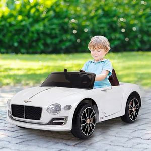 Masina electrica HOMCOM pentru copii Bentley cu conducere manuala si telecomanda cu 2 usi, lumini si sunete, 108x60x43cm, alb imagine