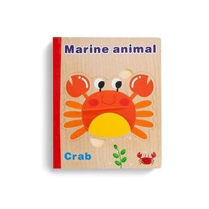 Carte 6 puzzle din lemn - Animale Marine, 7Toys imagine