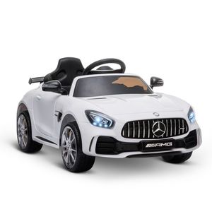 HOMCOM Masinuta pentru copii electrică de 12V cu licenta Mercedes Benz, viteză 3-5km/ora, telecomandă, lumini și sunete, culoare Alb imagine