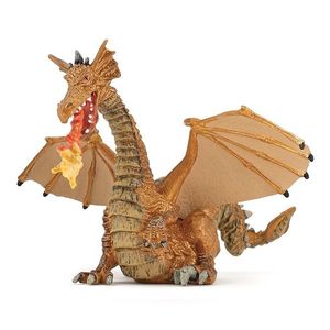 Figurina - The Enchanted World - Gold Dragon with Flame | Papo imagine