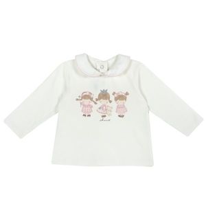 Bluza copii Chicco, inchidere in spate, alb cu model, 47275 imagine