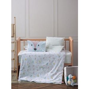 Lenjerie de pat pentru copii, 4 piese, 100x150 cm, 100% bumbac ranforce, Cotton Box, Roe, menta imagine