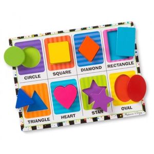 Puzzle lemn in relief Forme geometrice Melissa and Doug imagine