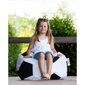 Fotoliu puf pentru copii, Football Bean Bag, Ferndale, 70x70 cm, poliester impermeabil, negru/alb imagine