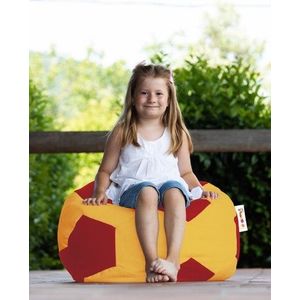 Fotoliu puf pentru copii, Football Bean Bag, Ferndale, 70x70 cm, poliester impermeabil, galben/rosu imagine