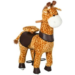 HOMCOM Balansoar pentru copii, design girafa cu roti pentru 3-6 ani | AOSOM RO imagine