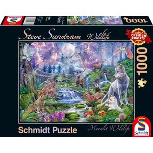 Puzzle 1000 piese - Steve Sundram - Moonlit Wildlife | Schmidt imagine