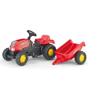 Tractor cu pedale Rolly Kid X rosu cu remorca imagine