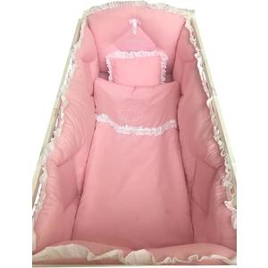 Lenjerie de pat bebelusi brodata Fii binecuvantat ingeras 120x60 cm roz imagine