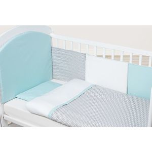 Set de pat pentru bebelusi Chevron Grey Turquoise 10 piese imagine